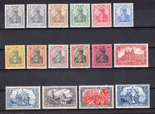 Deutsches Reich MiNr. 68-82 mit Falz