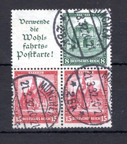 Deutsches Reich Zusammendruck MiNr. S 96 gestempelt ungefaltet