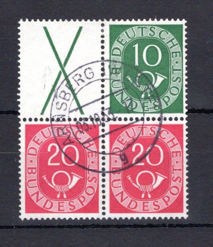 Bund Zusammendruck MiNr. S 7 gestempelt ungefaltet, gepr. Schlegel