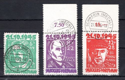 SBZ Mecklenburg-Vorpommern MiNr. 20-22 gestempelt geprüft Kramp