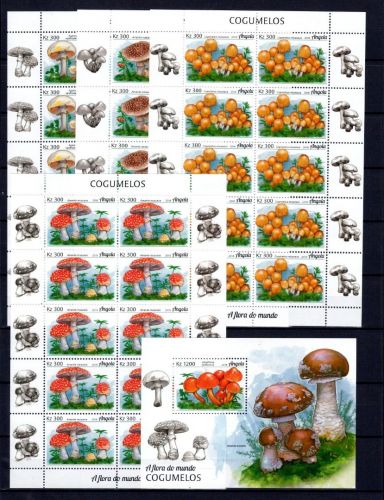 Angola Kleinbögen MiNr. 1911-1914 + Block 148 postfrisch Pilze