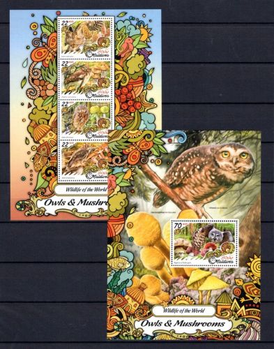 Malediven MiNr. 6803-6806 + Block 1026 postfrisch Eulen