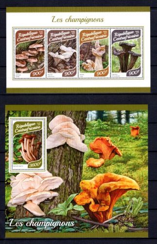 Zentralafr. Republik MiNr. 7470-7473 + Block 1695 postfrisch Pilze