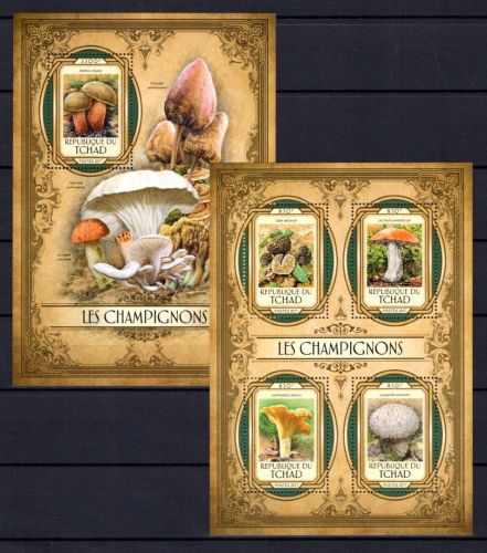 Tschad MiNr. 2851-2854 + Block 670 postfrisch Pilze