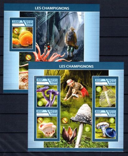 Tschad MiNr. 3096-3099 + Block 719 postfrisch Pilze