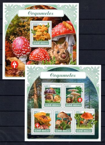 Guinea Bissau MiNr. 9380-9384 + Block 1619 postfrisch Pilze