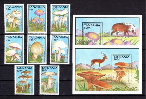 Tansania MiNr. 1493-1500 + Block 218-219 postfrisch Pilze