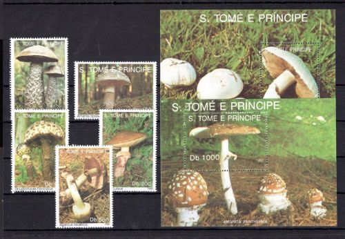 Sao Tome e Principe MiNr. 1346-1350 + Block 283-284 postfrisch Pilze