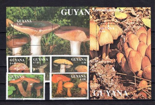 Guyana MiNr. 3680-3684 + Block 142-143 postfrisch Pilze