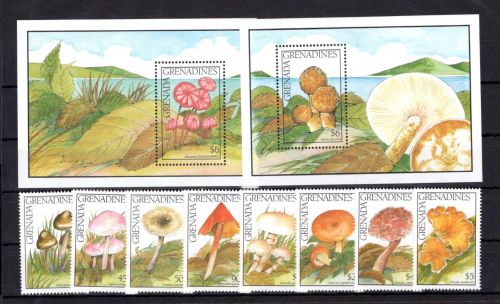 Grenada Grenadinen MiNr. 1442-1449 + Block 223-224 postfrisch Pilze
