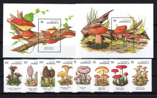 Dominica MiNr. 1394-1401 + Block 182-183 postfrisch Pilze