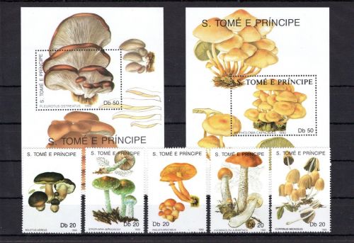 Sao Tome e Principe MiNr. 1184-1188 + Block 236-237 postfrisch Pilze