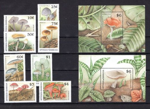 Antigua + Barbuda MiNr. 1258-1265 + Block 162-163 postfrisch Pilze