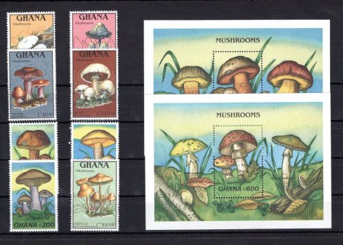 Ghana MiNr. 1287-1294 + Block 145-146 postfrisch Pilze