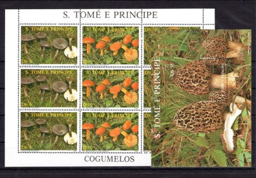 Sao Tome e Principe MiNr. 1013-1015 + Block 173 postfrisch Pilze