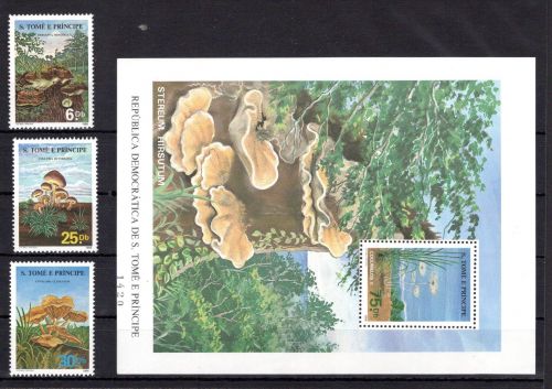 Sao Tome e Principe MiNr. 955-957 + Block 165 postfrisch Pilze