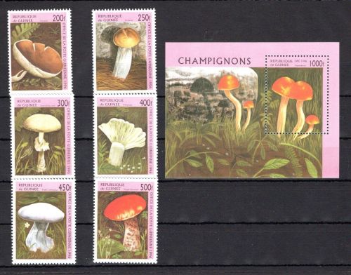 Guinea MiNr. 1610-1615 + Block 505 postfrisch Pilze