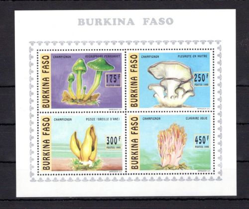 Burkina Faso MiNr. 1380-1383 postfrisch als Kleinbogen, Pilze