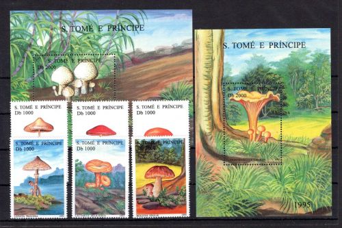 Sao Tome e Principe MiNr. 1626-1631 + Block 342-343 postfrisch Pilze