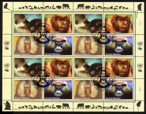 UNO Wien ZD-Bogen MiNr. 485-88 Ersttagssonderstempel Bedrohte Tierarten