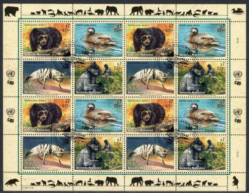 UNO Wien ZD-Bogen MiNr. 327-30 Ersttagssonderstempel gefährdete Tierarten