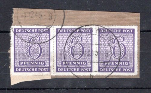 SBZ West-Sachsen MiNr. 117 DX (3x) Briefstück Kurzbefund Schulz