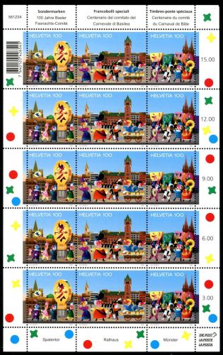 Schweiz ZD-Bogen MiNr. 2137-2139 postfrisch Basler Fastnacht