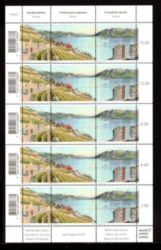 Schweiz ZD-Bogen MiNr. 2221-2223 postfrisch Lavaux 2011