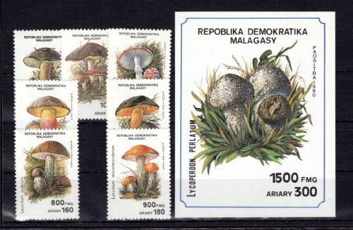 Madagaskar MiNr. 1288-1294 + Block154 postfrisch Pilze