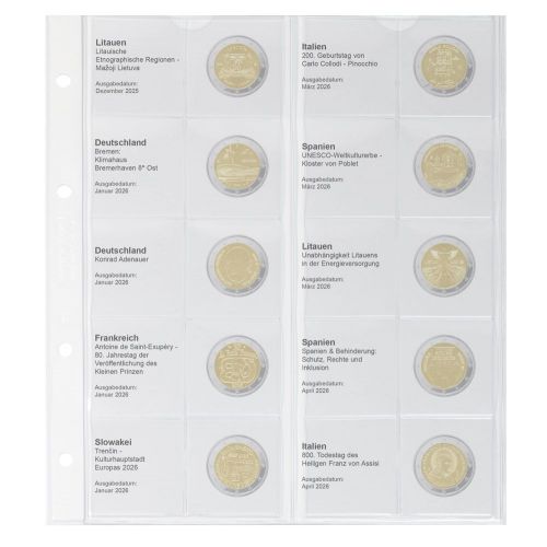 Lindner Karat Vordruckblatt für 2 Euro-Gedenkmünzen 1118-45 Neu