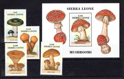Sierra Leone MiNr. 1076-1079 + Block 75 postfrisch Pilze