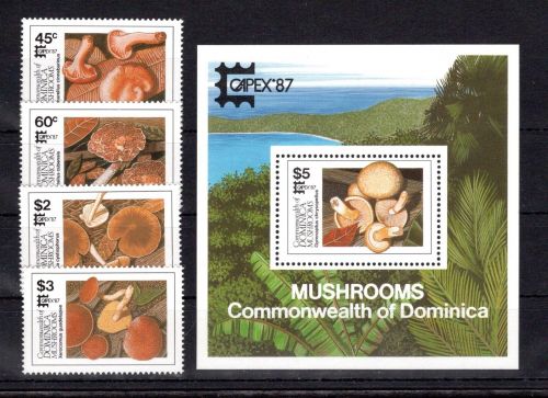 Dominica MiNr. 1036-1039 + Block 120 postfrisch Pilze