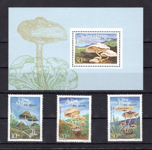 Sao Tome e Principe MiNr. 937-939 + Block 161 postfrisch Pilze