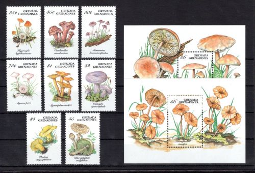 Grenada Grenadinen MiNr. 1849-1856 + Block 298-299 postfrisch Pilze