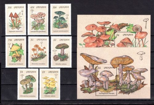 Grenada MiNr. 2728-2735 + Block 363-364 postfrisch Pilze
