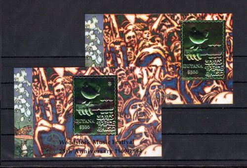 Guyana Gold- u. Schwarzaufdruck MiNr. Block 408 (2x) postfrisch Woodstock