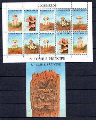 Sao Tome e Principe ZD-Bogen MiNr. 1043-1047 + Block 178 postfrisch Pilze