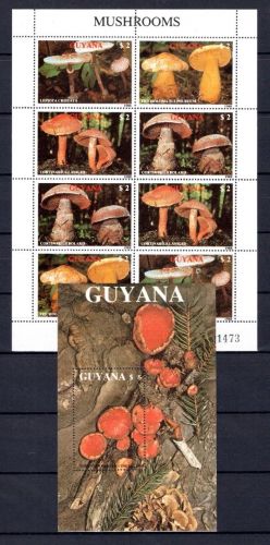 Guyana ZD-Bogen MiNr. 2480-2483 + Block 37 postfrisch Pilze