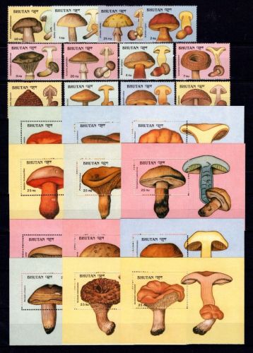 Bhutan MiNr. 1145-1156 + Block 189-200 postfrisch Pilze
