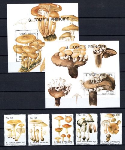 Sao Tome e Principe MiNr. 1260-1264 + Block 259-260 postfrisch Pilze