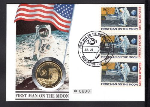 USA/ Cook Island 1991 5 Dollars Mondlandung, Silber PP
