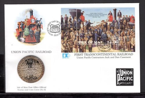 Isle of Man 1991 1 Crown Union Pacific Railroad Transcontinental PP