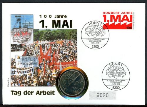 DDR 1990 Numisbrief 10 Mark 1. Mai - Worbes 108 ST