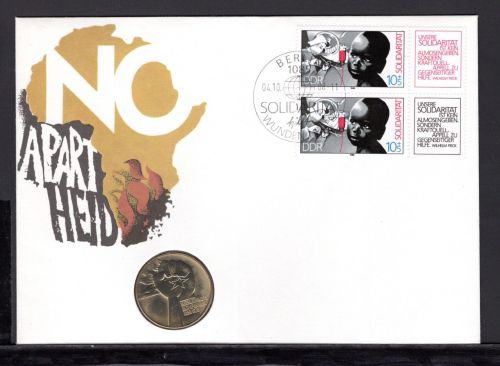 DDR 1988 Numisbrief 5 Mark Anti Apartheid Worbes 56 b ST