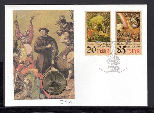 DDR 1989 Numisbrief 5 Mark Th. Müntzer - Worbes 67 ST