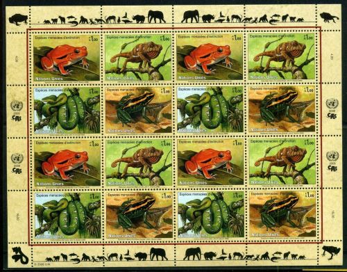 UNO Genf MiNr. 537-40 postfrisch Amphibien, Reptilien