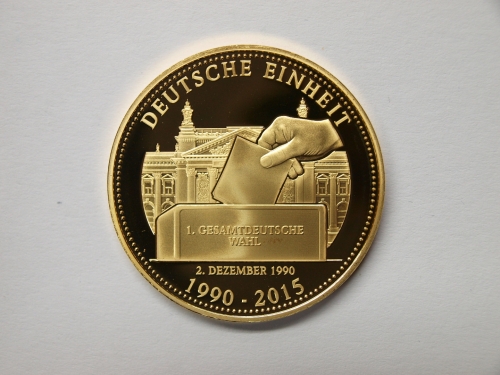 Medaille 2015 1. Gesamtdeutsche Wahl, vergoldet PP