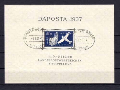 Danzig MiNr. Block 2 b Ersttagssonderstempel Kurzbefund Gruber