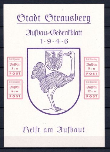 Privatausgabe Strausberg MiNr. Block 3 ohne Gummi