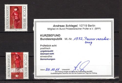 Bund MiNr. 1572 PV postfrisch Kurzbefund Schlegel